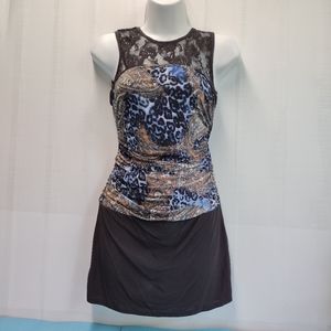 Black Koi Rushed Stretch Lace Mini Dress Size S